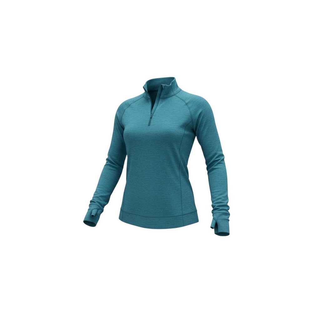 Avia 1/4 Zip Pullover Womens XL Green Heathered Thumbhole Activewear Top